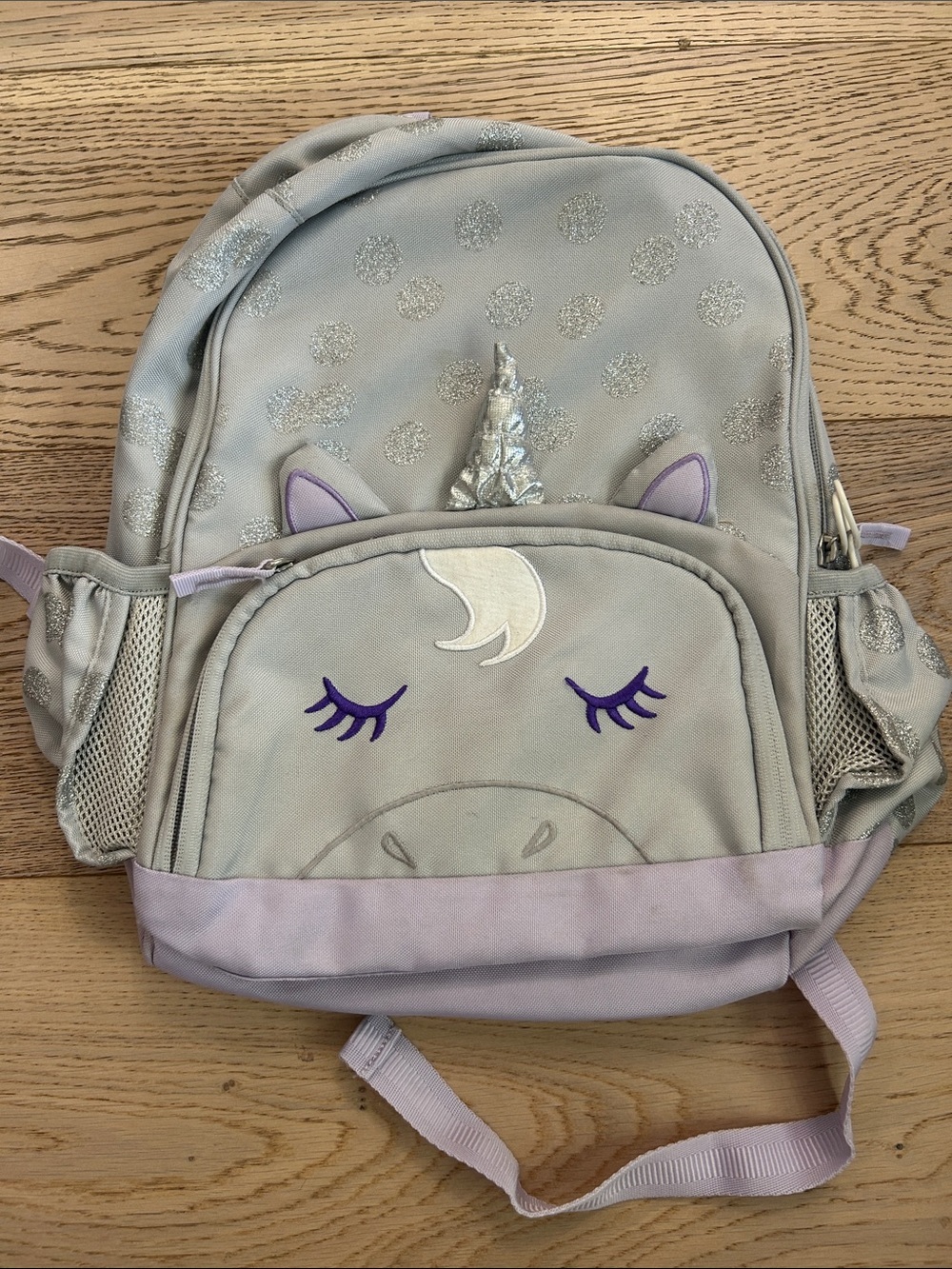 POTTERY BARN KIDS BACKPACK Purple Sparkly Unicorn - Small